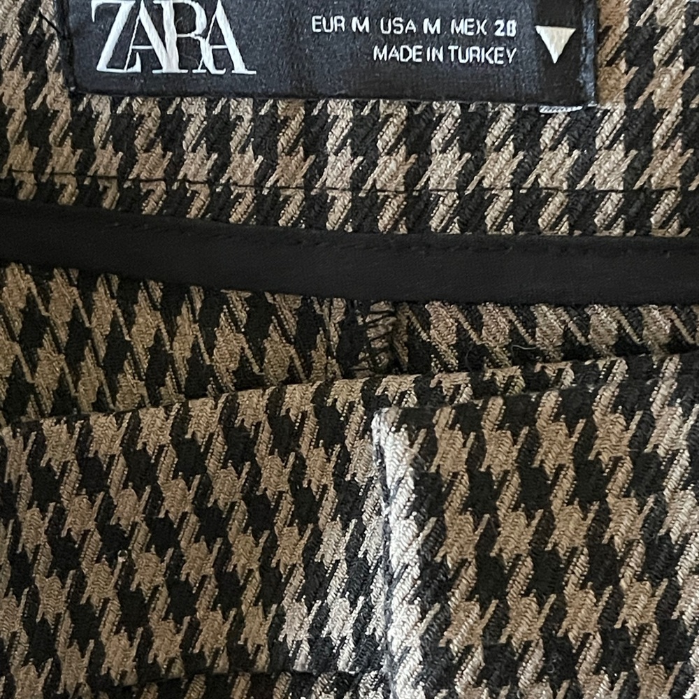 Zara Brown Houndstooth High Waist Tailored Skort Preppy Chic Academia Medium - Picture 10 of 11